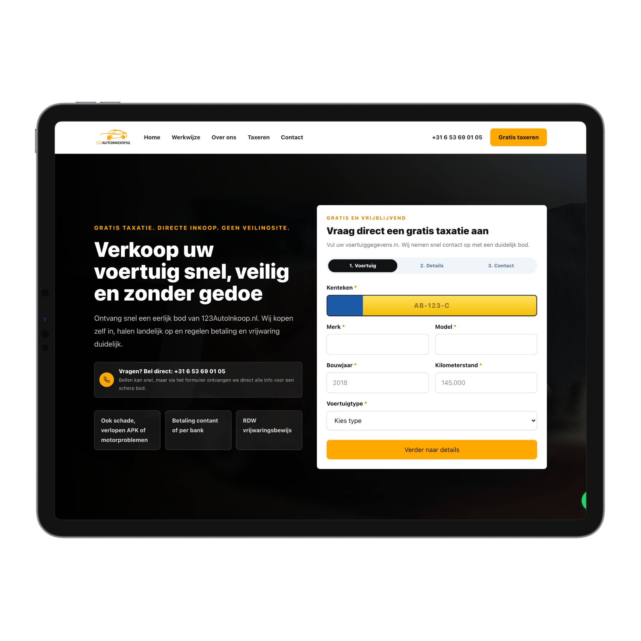 Nieuwe website van 123AutoInkoop.nl met gratis autotaxatieformulier